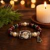 Stackable Charm Jewelry Christmas Beaded Stretch Bracelets, Faux Pearl Beads Fashion Holiday Accessory Santa Claus/Tree/Elk/Stocking Bracelet,