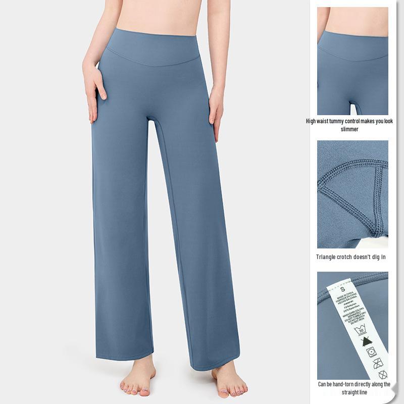 High Waist Straight Leg Yoga Pants - Women's Slimming, Breathable, Hip-Lifting, No Lines, Sports Fitness Pants