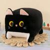Square Cat Pillow Plush Toy Kawaii Black Cat Cushion Fluffy Soft Stuffed Animal Doll For Kids Home Decor Gift