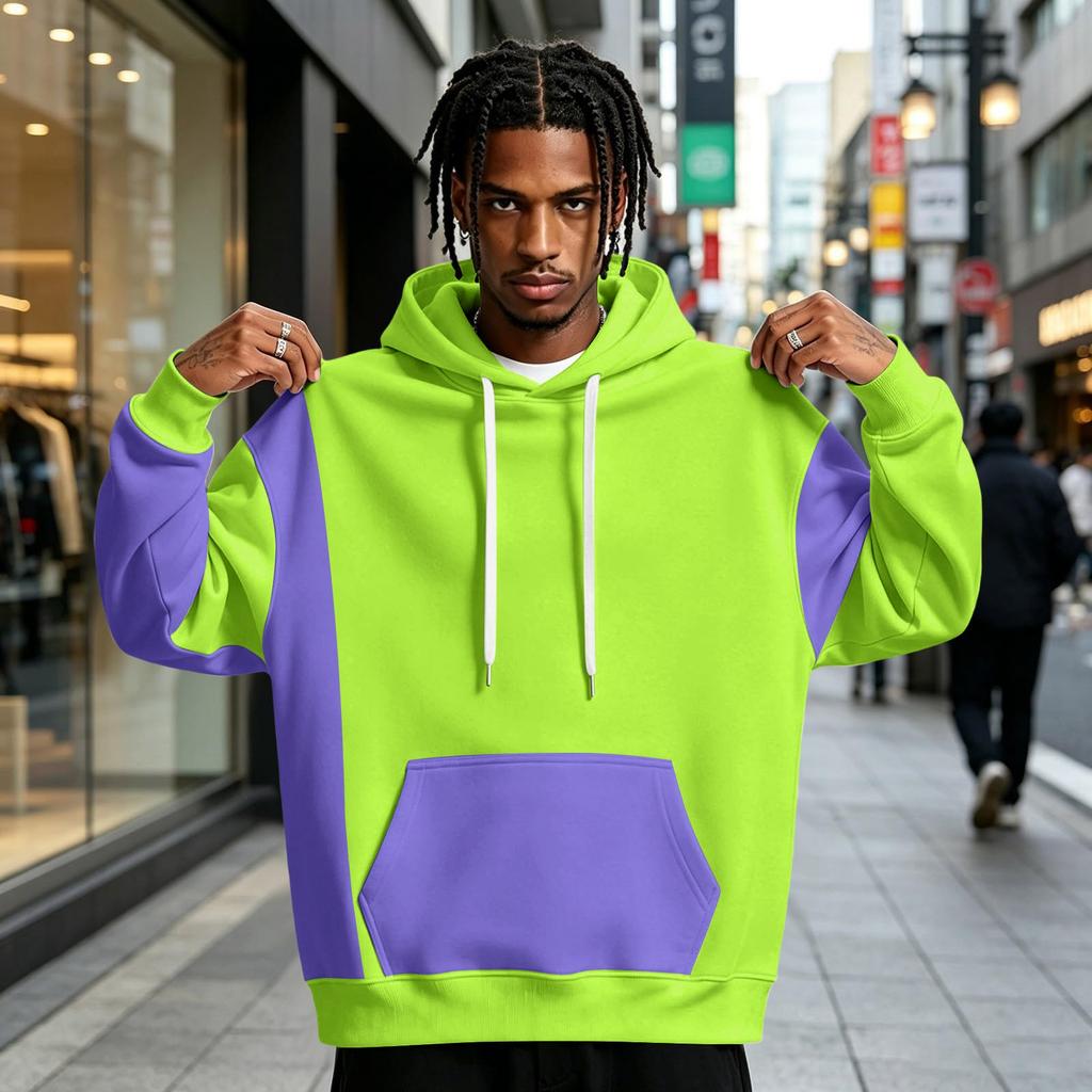 Men's Colorblock Hoodie with Pocket Casual Athletic Pullover