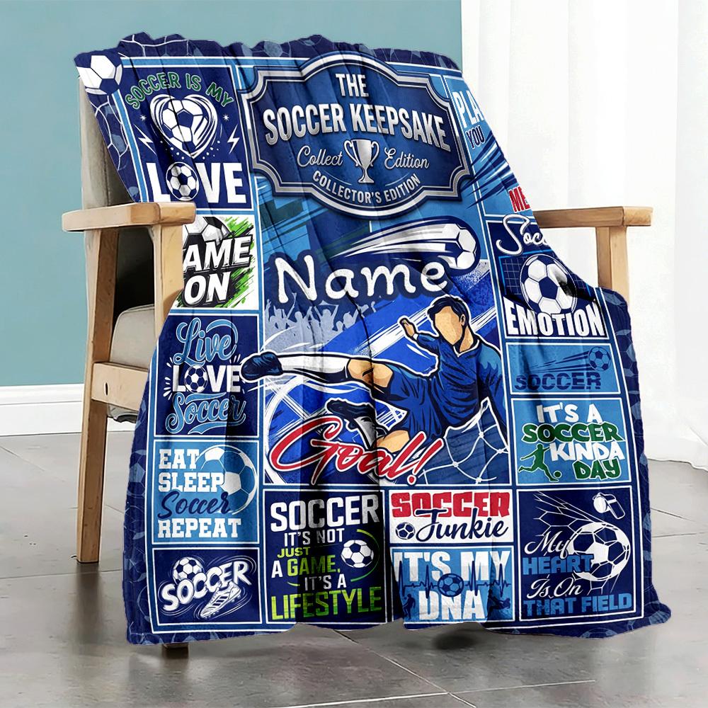 Soccer Keepsake Collector'S Edition Customize Your Name Home Blanket Comfortable Soft Lightweight Multipurpose Blanket For Picnics Sofas Offices Beds