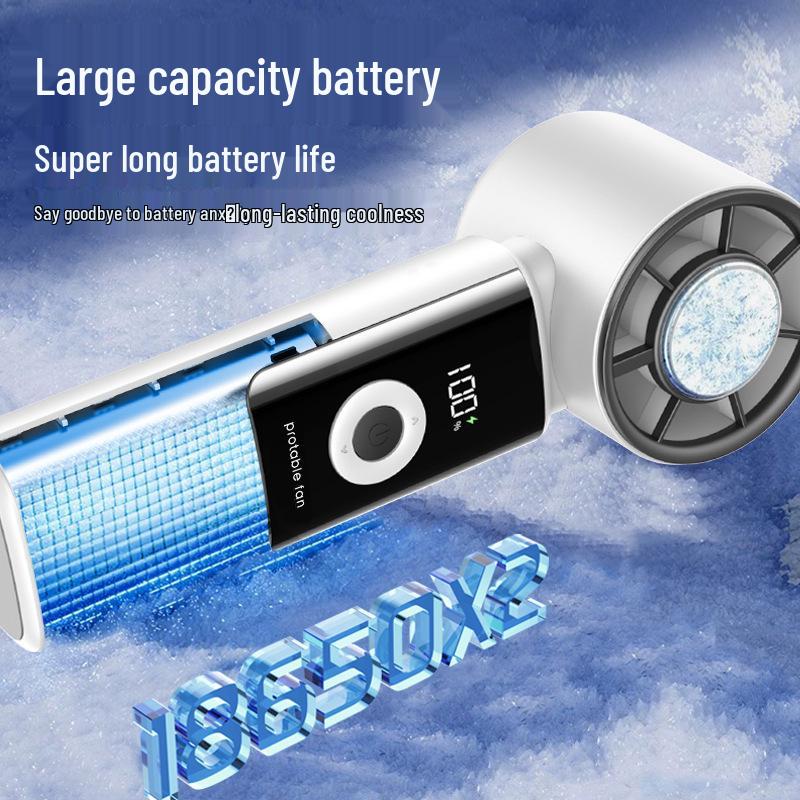 2026 USB Rechargeable Foldable Handheld Ice Cooling Fan with Simple Digital Display