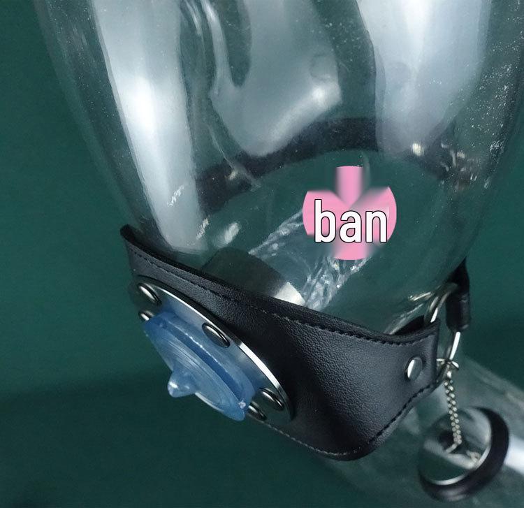 Clear Muzzle Gag Harness - Large Caliber Deep Throat Toy for Small Sub, LGBTQ+ Friendly.