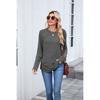 Fall Winter New Women's Solid Color Crew Neck Loose Long Sleeve T-shirt Top For Cross-border Export