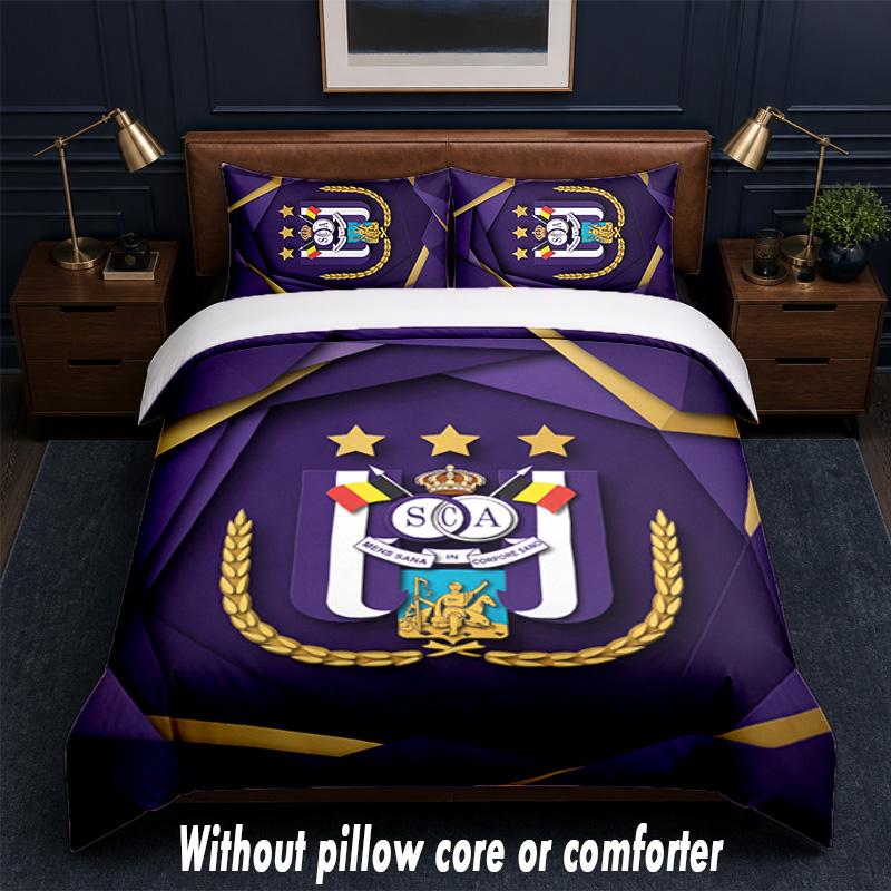 Anderlecht FC Design Bed Bedding Set 1 Duvet Cover + 2 Pillowcases Soft Breathable Household Bed Linens