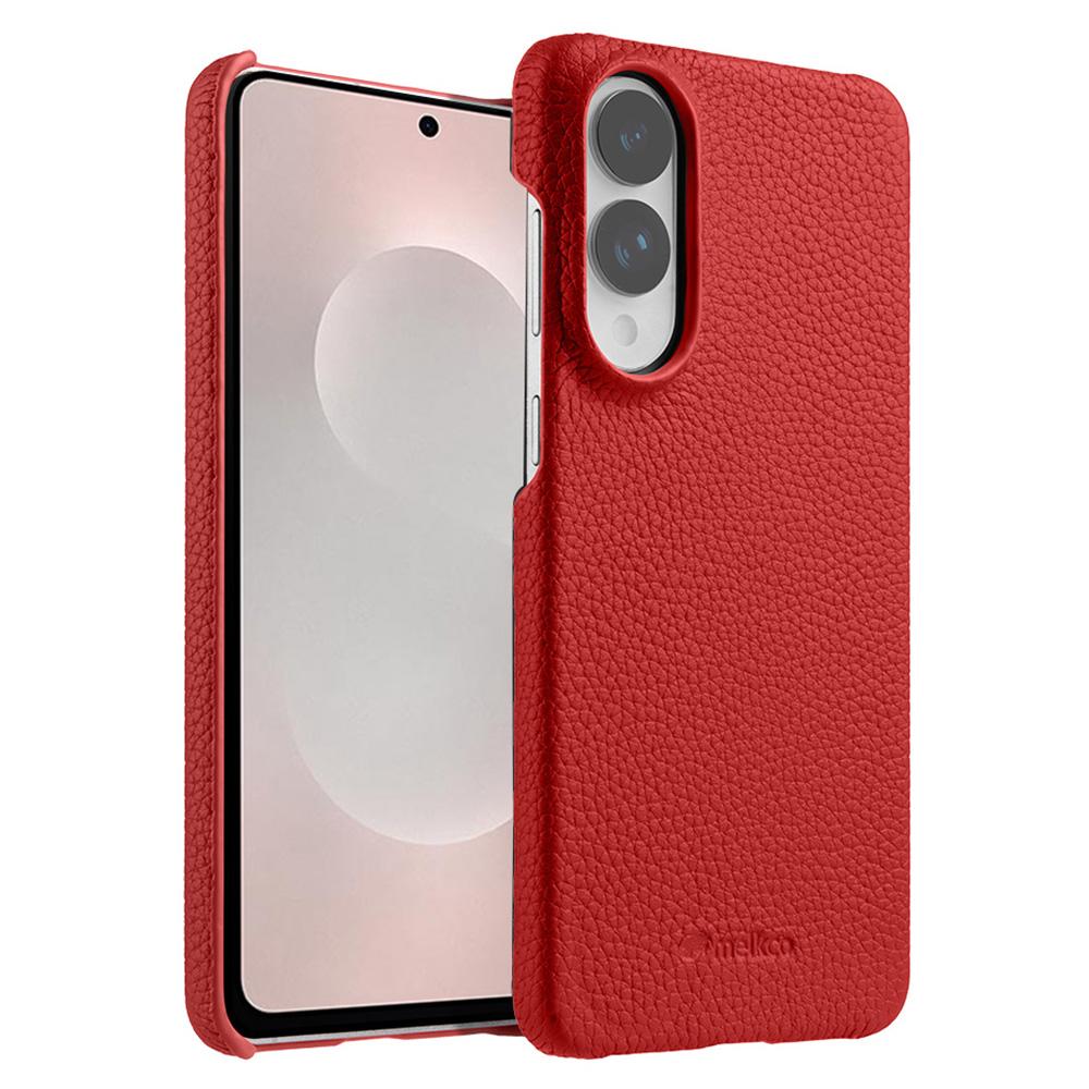 MELKCO Custodia Edge Incompleta per Samsung Galaxy S25 Rivestita in Vera Pelle Bovina Copertura PC