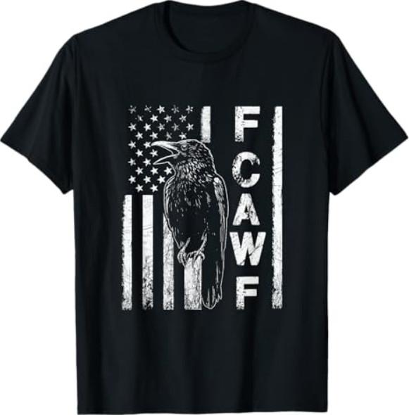 Funny F CAW F Crow with USA flag T-Shirt