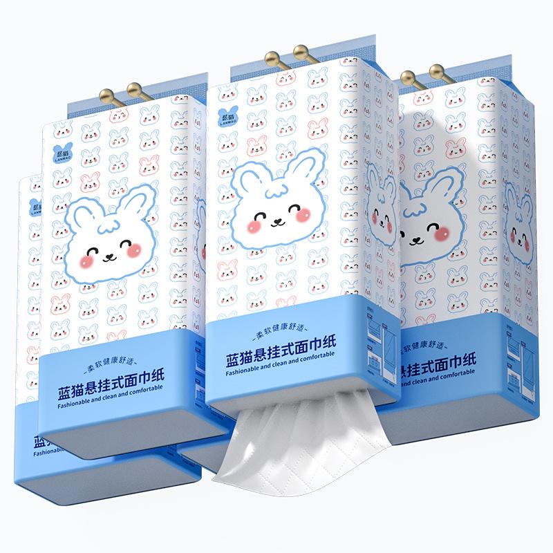 Blue Cat 10-Pack Hanging Facial Tissue Paper Towels for Home Use