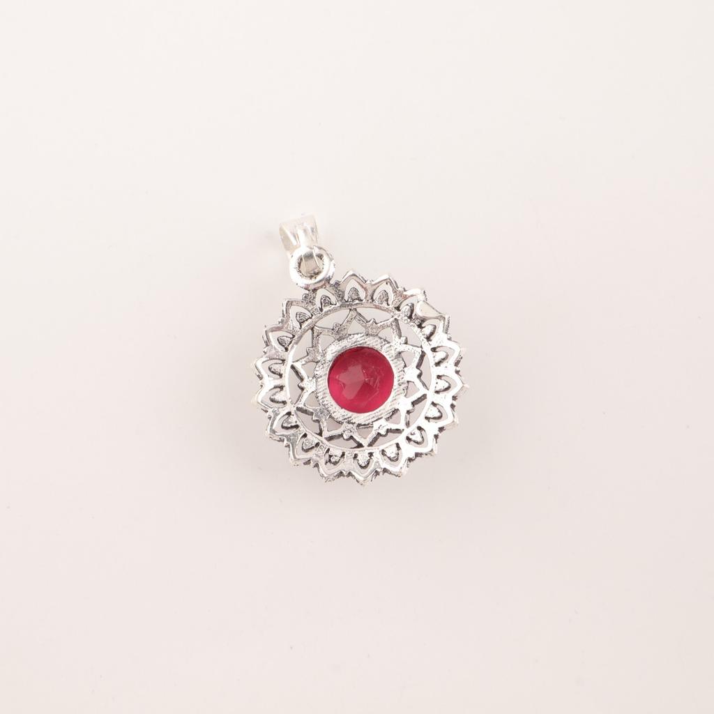 Pink Rubellite Gemstone 925 Sterling Silver Jewelry Handmade Women Pendant 1.14" CP-30-12