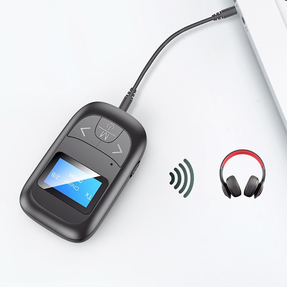 1PCS LCD Display Bluetooth Adapter Receiver Transmitter Battery Power Adaptor 5.0 For Headphones Speaker TV Stereo Audio 3.5mm