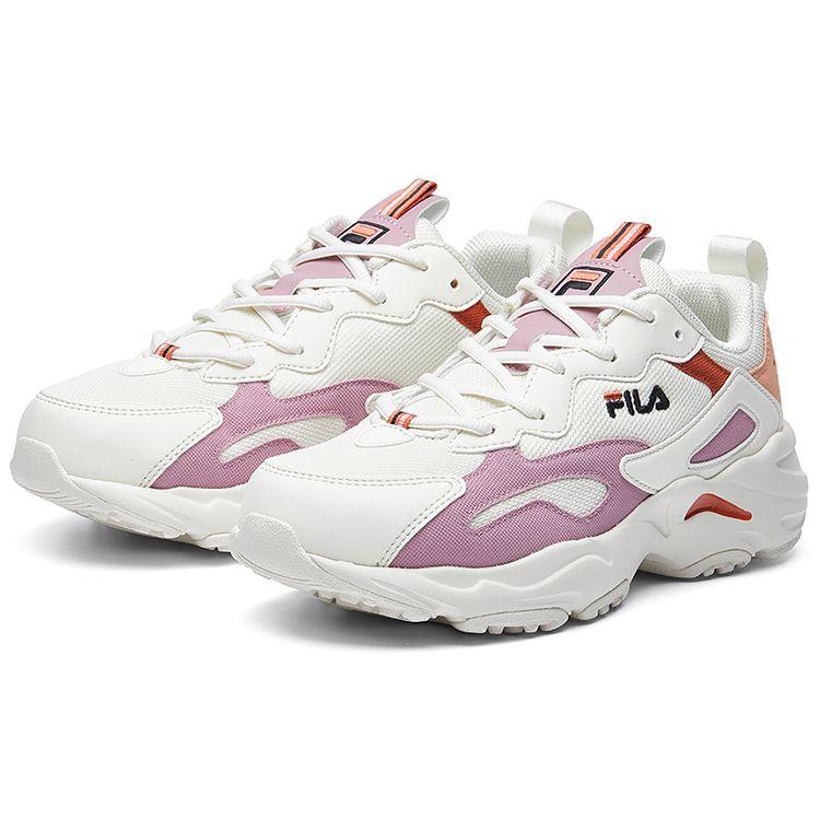 Fila Tracer Fabric Synthetic Leather Round Toe Comfortable Shock Absorbing Wear Resistant Breathable Low Top Dad Shoes Women Sneaker F12W041104FSP