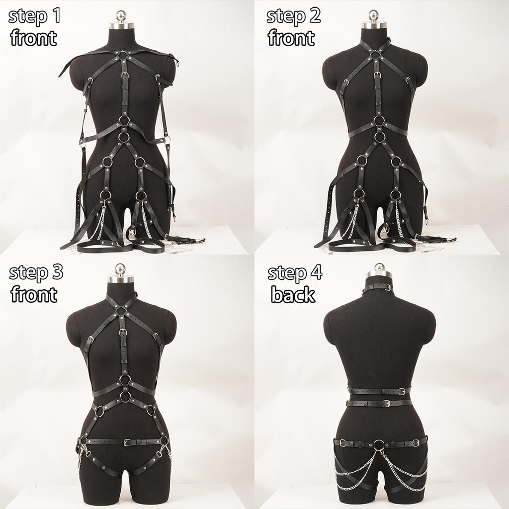 Leather Body Harness for Women, Adjustable Punk Goth Lingerie, Rave Outfit Accessory, Fashion Statement Piece