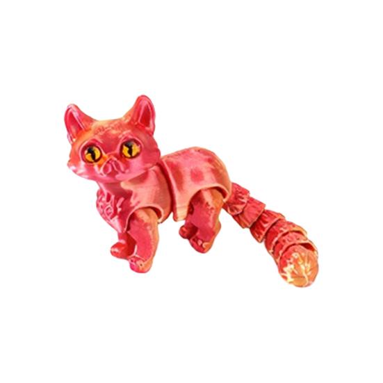 3D Printed Cat Movable Figurine Figure Stress Joints Kitten Relief Articulated Animal