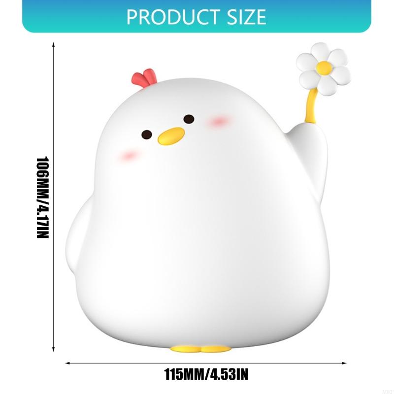 Rechargeable Chicken Silicone Night Lights Touch Control Dimmable Bedside Lamp Silicone Texture for Kids Nursery Room A0KF