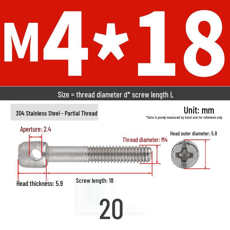 304 Stainless Steel Lead Seal Galvanized Meter Screw with Cross Hole
