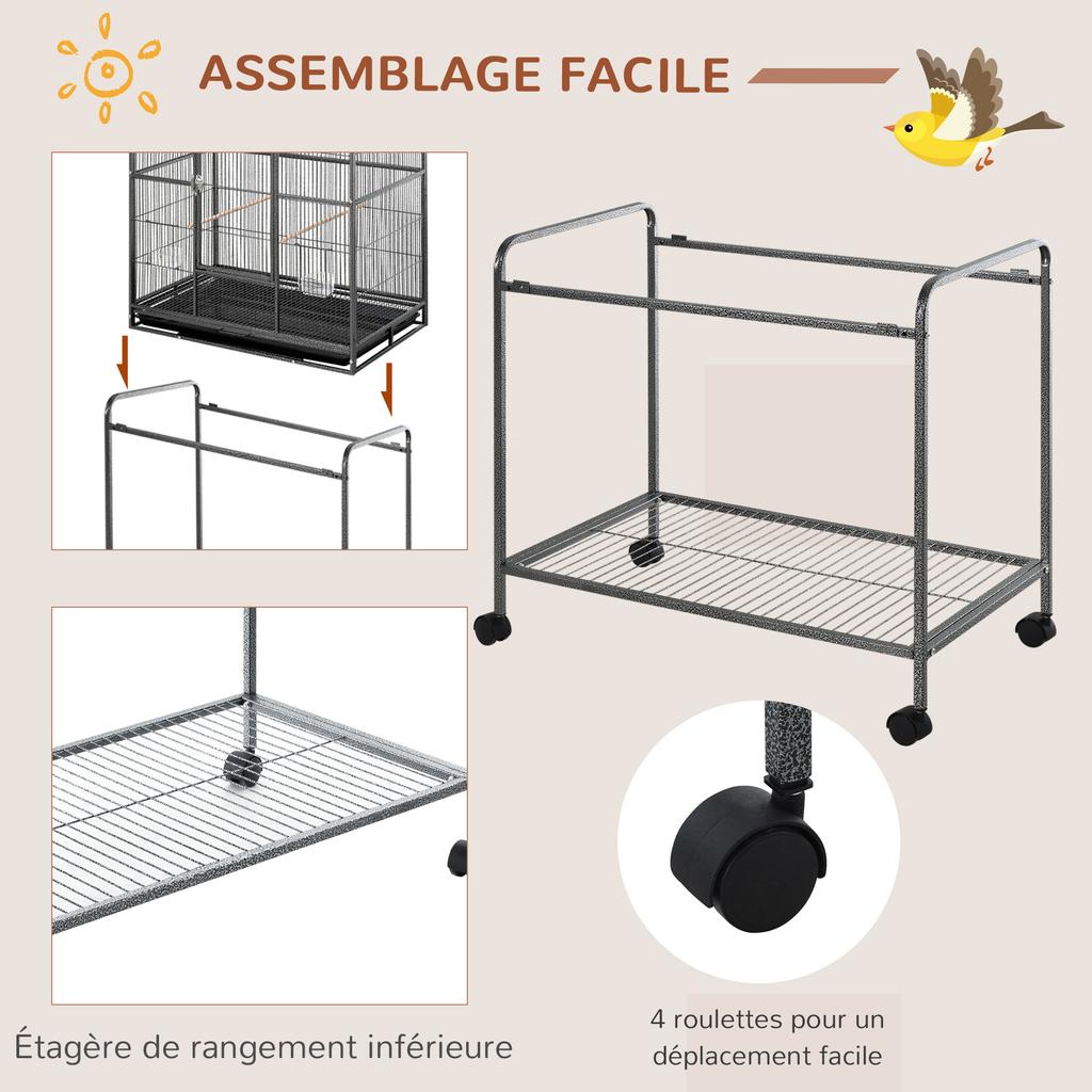 Large Bird Cage Budgie Cage with Stand, Storage Shelf, Wood Perch for Parrot Canary Parakeet Cockatiels, 81 x 48 x 162.5 cm