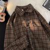 2024 Plaid Long Sleeve Shirt Japanese Hong Kong Style Ins Loose Shirt Boys Summer Trendy Versatile Casual Coat