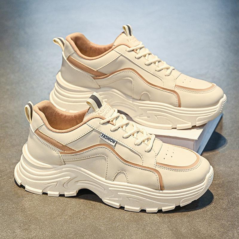 

Мужские осенние дышащие белые кроссовки - Трендовые, универсальные, на толстой подошве, повседневные беговые кроссовки для папы Size 40