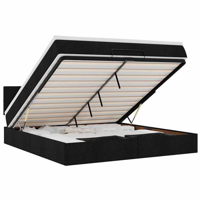 Lit Ottoman - Maison Exclusive - Black - 180x200cm - Mattress Included - Integrated LED