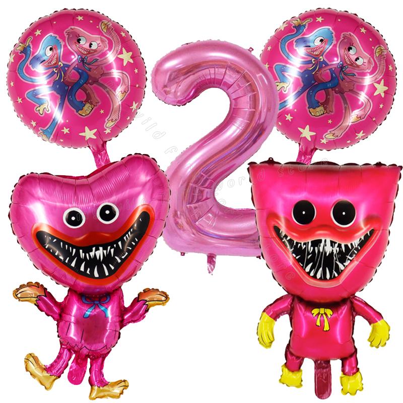 Game Huggy Wuggy Number Balloons Decoration Poppy Playtime Birthday Party Ballon Set Baby Shower Cartoon Round Foil Balloon