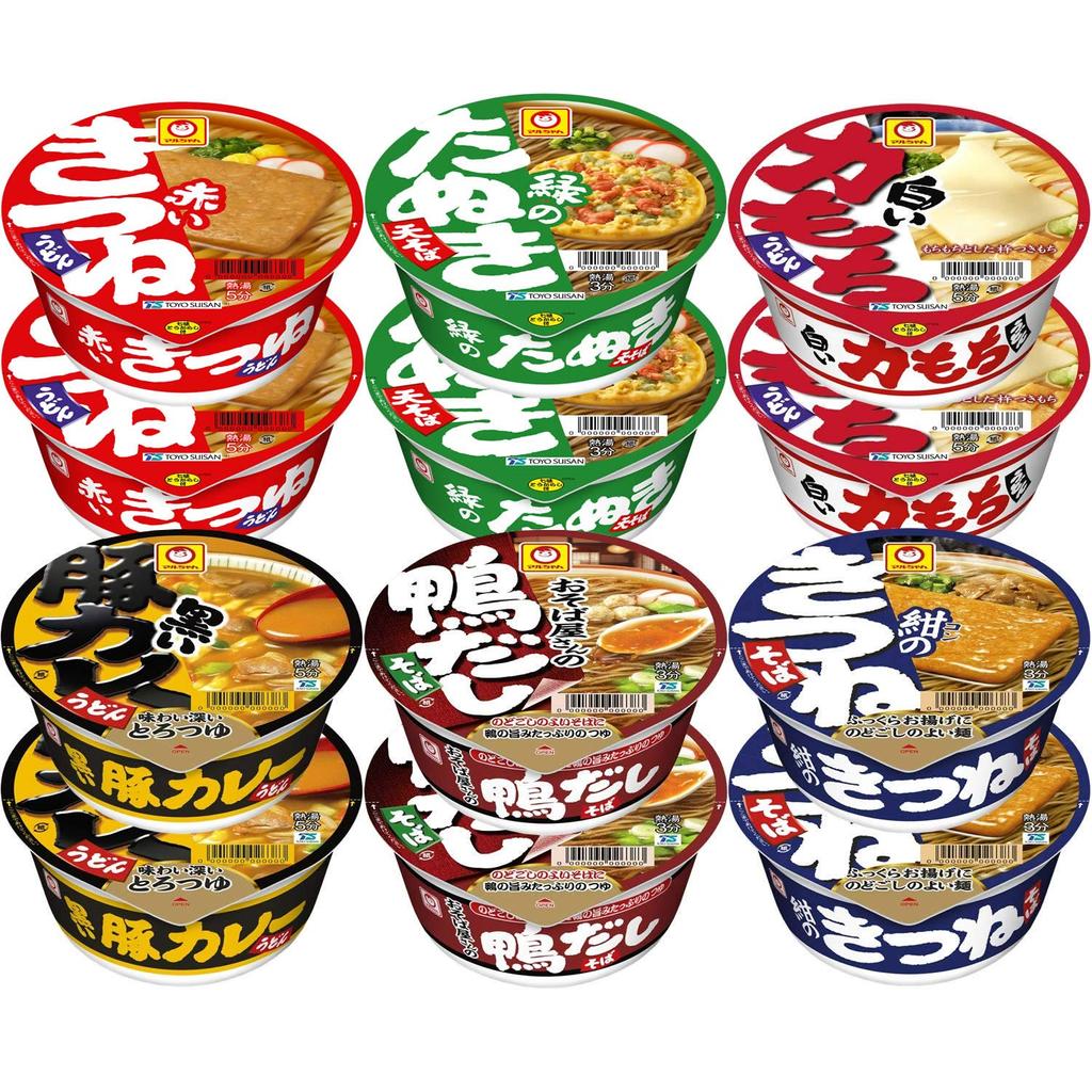 Maruchan Colorful Japanese Noodle Set cups total 6 Cup Noodle Assortment Tasting Set Curry Chikaramochi Duck Broth Kitsune Toyo Suisan Red Kitsune