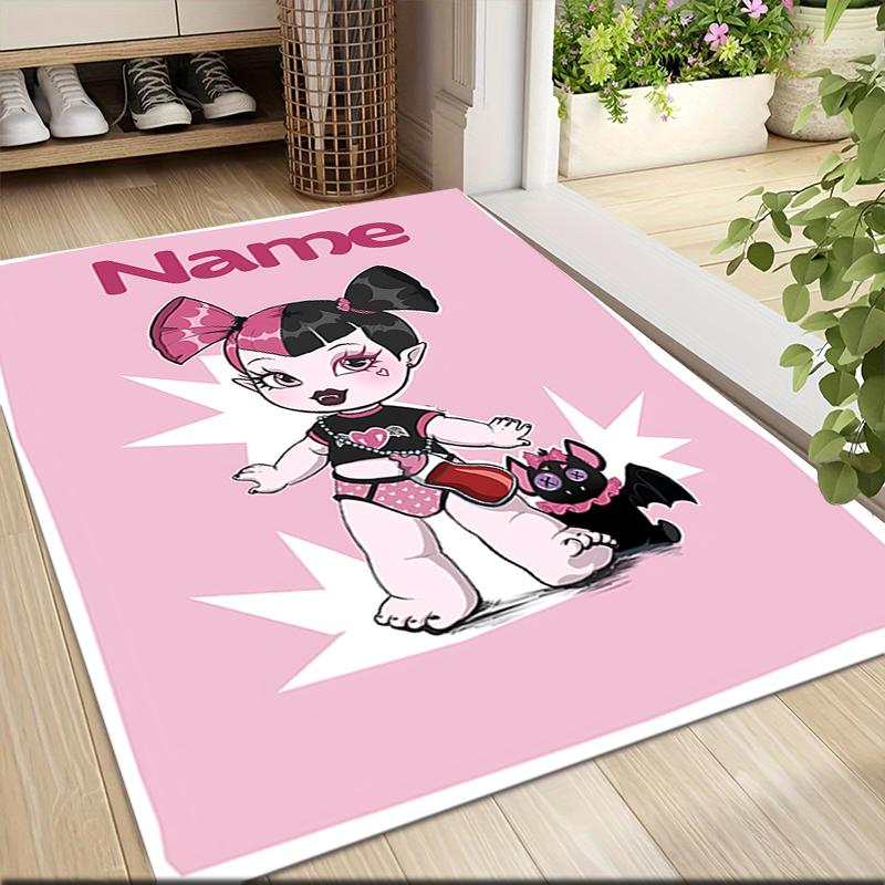Custom Name Vampire Gothic Fantasy Art Carpet Rug Customizable Soft Washable Anti-Slip Home Living Room Sofa Mats Personalized Rug. 0909405