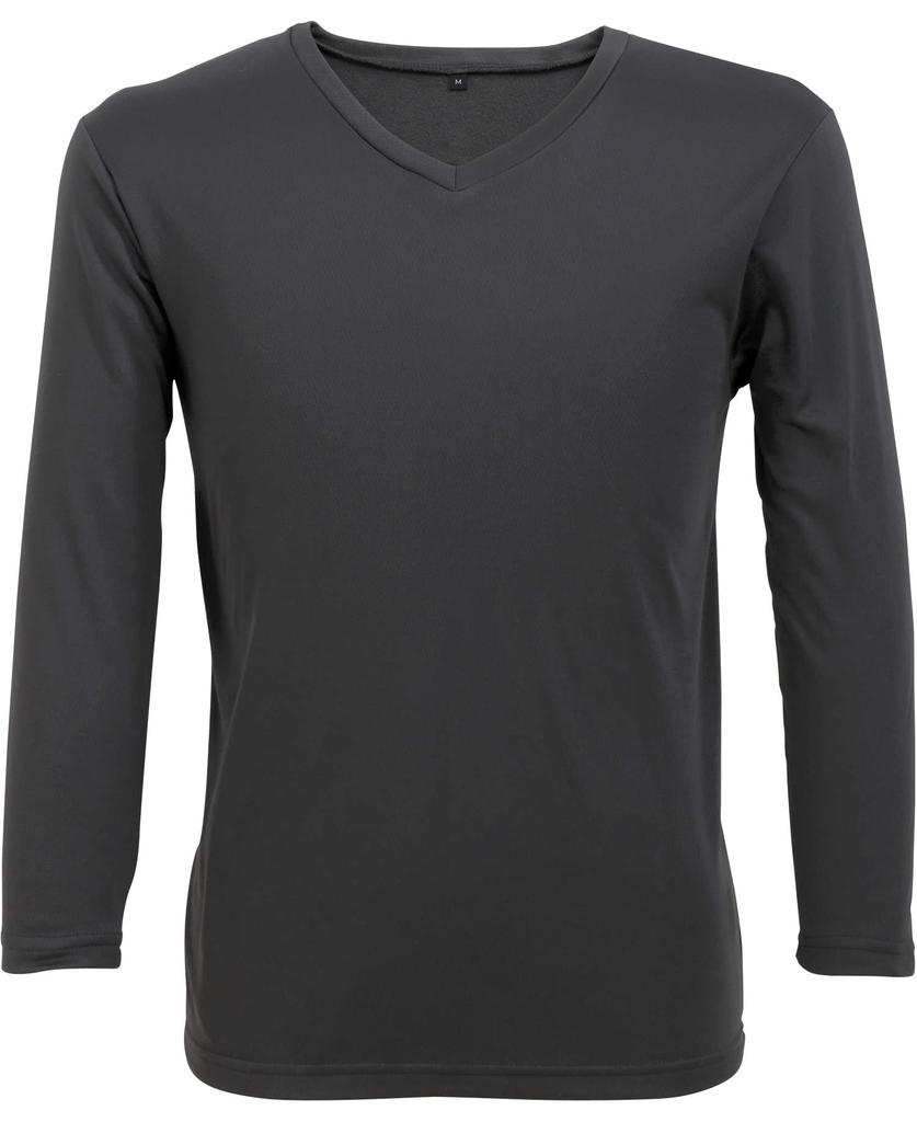 Long Sleeve Length Thick Moisture Quick and Size 1 Piece [Business Support] V-Neck 9/10 Undershirt, Wicking, Drying, Lightweight, Warm, Cold-Proof,