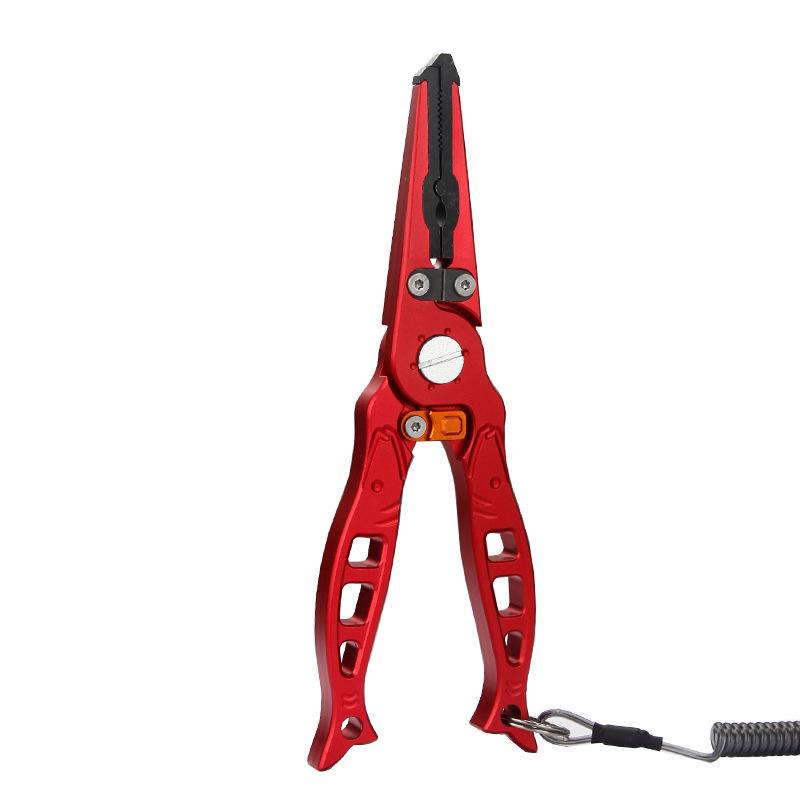 Fish-Shaped Aviation Aluminum Fishing Pliers with Split Ring and Line Cutter