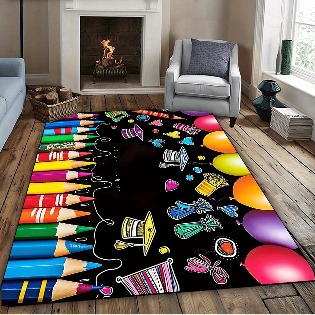 Washable Crayon Rug Large Crayon Pattern Christmas Decor Bedroom Kitchen Dining Room Office Farmhouse Stylish Home Decor Outdoor