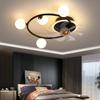 Minimalist Ceiling Fan Light Home Ceiling Bedroom Dining Room Fan Shaking Frequency Conversion Integrated Light AC 110V 220V