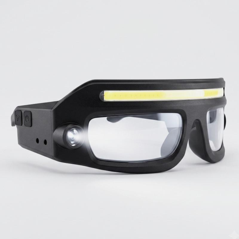 Rechargeable LED Glasses Headlight Touch Control Motion Sensor Portable for Travel Camping Night Maintenance