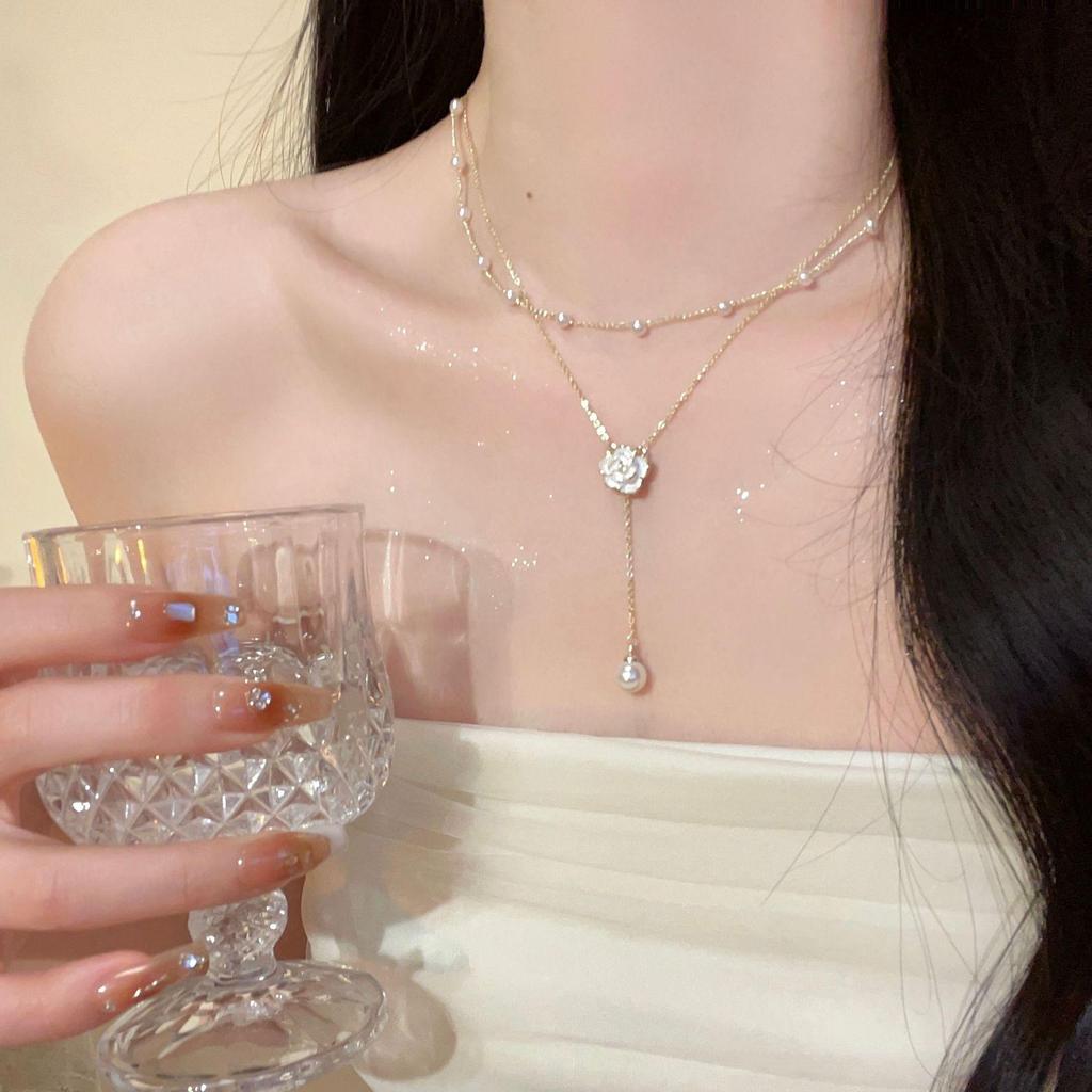 Korean Style Pearl & Butterfly Clavicle Choker Necklace for Women