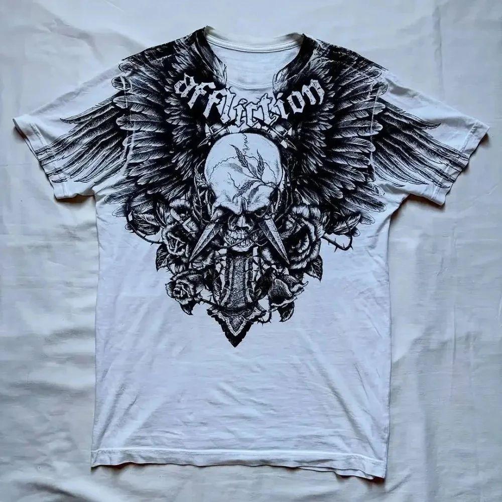 Europäisches und Amerikanisches Herren Sommer T-Shirt mit Totenkopf-Print, bequem und mit Rundhalsausschnitt, Outdoor Street Damenmode Top