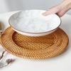Vintage Tableware Mat Decorative Snack Serving Tray Nordic Handwoven Rattan Tray  Living Room