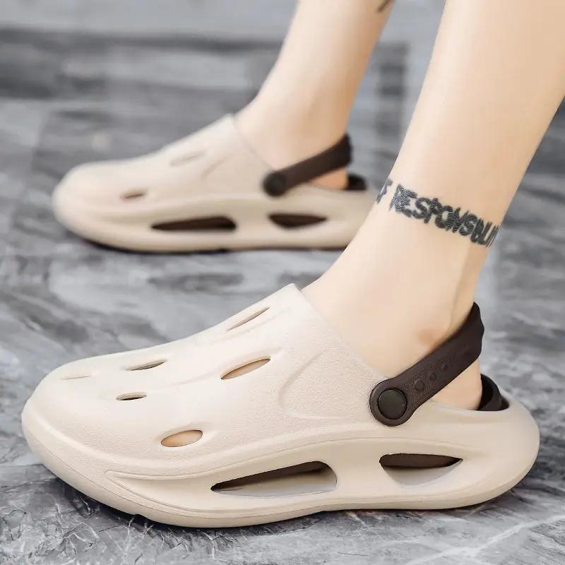 Fashion Hole Male Slipper Beach 2025 Fashion Clappers Shoe Rubber Summer Sale Adult Mascullino Casual Elegant Low Price Y2k Slides Men's