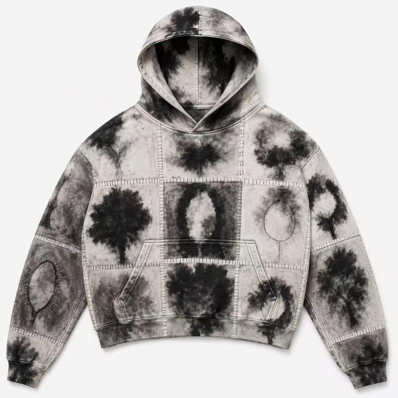 Mens Vintage Distressed 3D Printed Star Floral Oversized Hoodie Casual Streetwear Sweatshirt