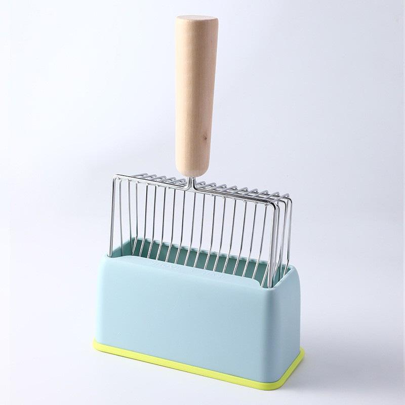 LeChong Candy-Colored Metal Cat Litter Scoop Set with Wooden Handle - Large, Durable Pet Tool