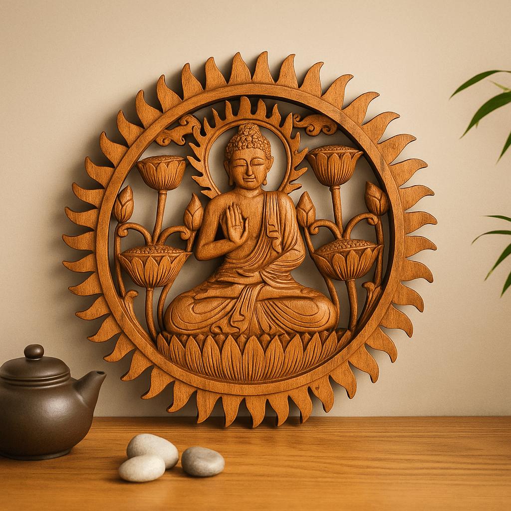 Buddha Panel With Lotus 40cm