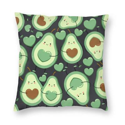 Niedlicher Avocado Frucht Kissenbezug Weicher Polyester Kissenbezug Dekorationen Dekokissenbezug Zuhause Quadratisch X