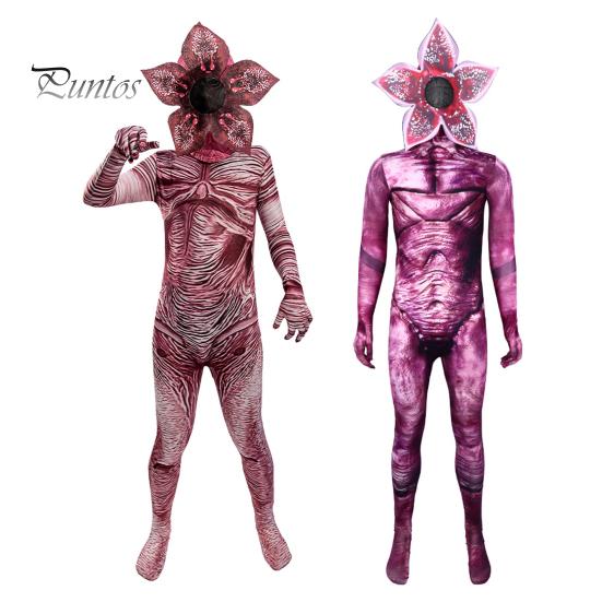 Halloween Cosplay Jumpsuit med hette Slim Fit Corpse Flower Shape Glidelåslukking Lange ermer Fotorekvisita Performance Party Carnival Costume