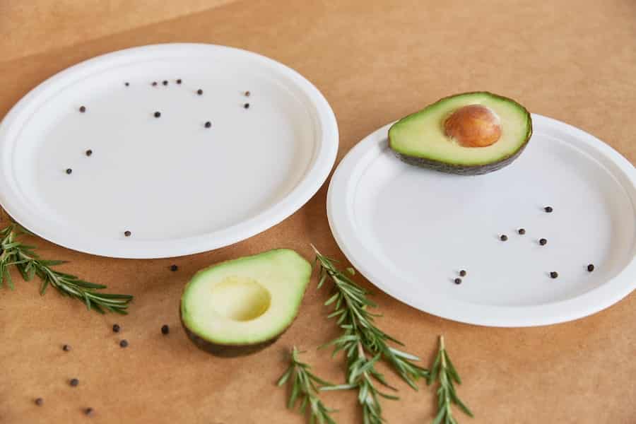 Round Plate Made Of Sugar Cane Pulp, Ecological, .