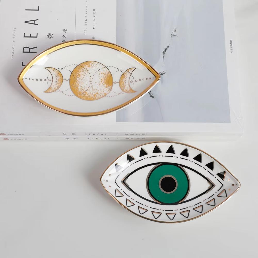 Oval Decorative Plate Eye Shape Dessert Plate Unique Jewelry Tray  Gift