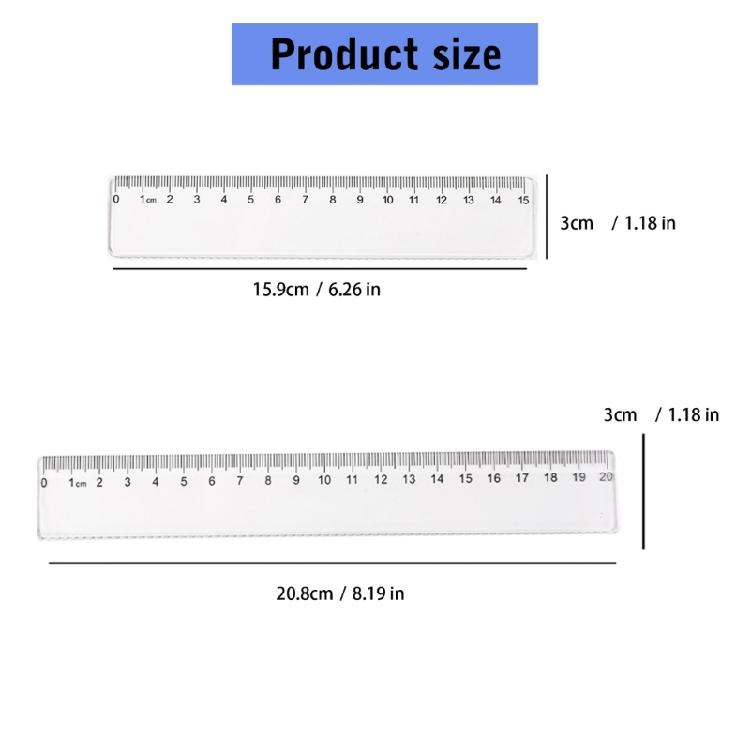 5 Pcs 15cm 20cm Clear Ruler Measuring Ruler Plastic Ruler Straight Ruler Multifunctional Rulers Drawing Tool