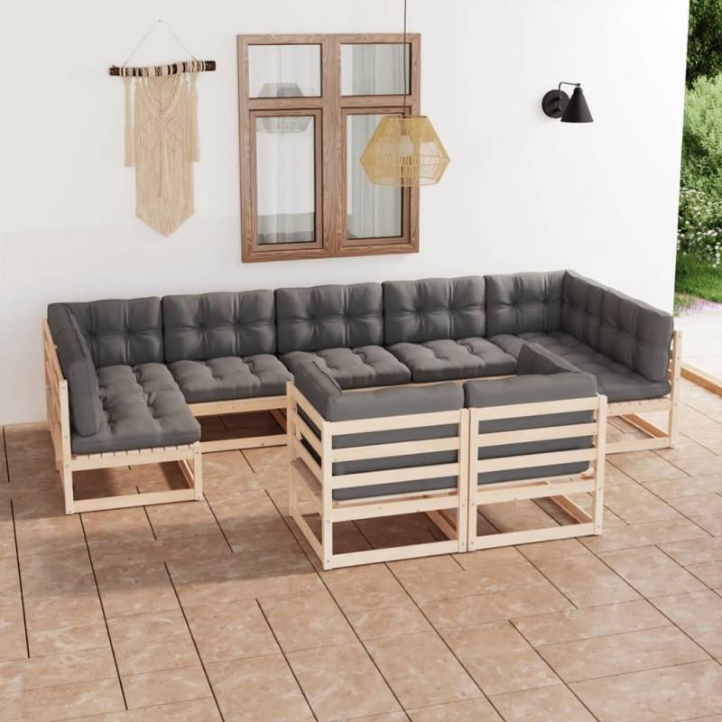 Day and Night - Day and Night Garden Furniture Set 9 Pieces and Cushions Solid Pine Wood