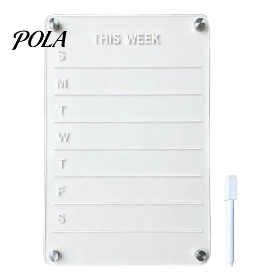 Magnetic Acrylic Refrigerator Calendar 12''x8'' Planning Board, Clear Weekly Meal Planner, Minimalist Fridge Dry Erase Noteboard with Marker