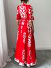 Robe Qipao Florale Rouge avec Coupe Ample et Grand Col