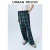UR Women's Spliced Drawstring Plaid Straight Leg Pants