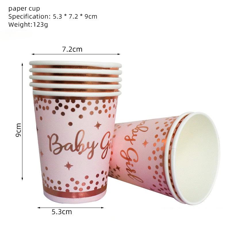 Baby Girl Birthday Party Supplies: Hot Stamped Paper Plates, Cups, and Napkins