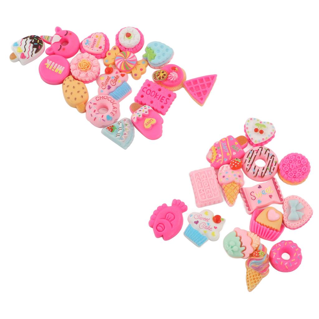30 Pcs DIY Food Charm Dessert Cake Ice Cream Bread Donut Cookies Candy DIY Decoration Material