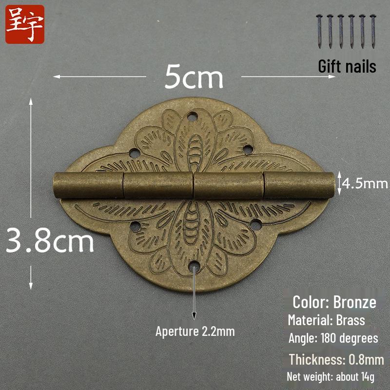 Retro Chinese Style Small Folding Butterfly Antique Jewelry Box with Pure Copper Hinges